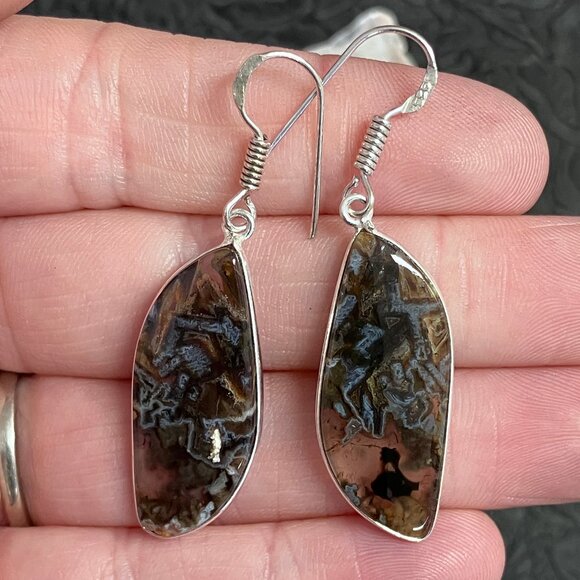 Stick Agate Earrings Stone Crystal Jewelry - Picture 3 of 4